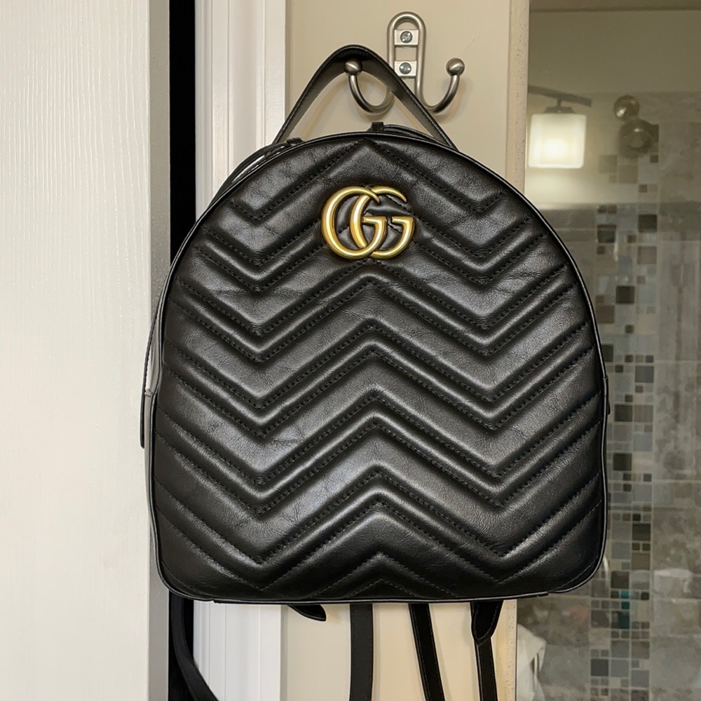 Gucci Marmont Black Leather Backpack